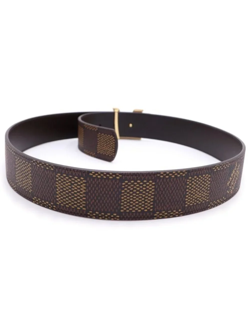 Louis Vuitton Damier Heritage LV Dimension 40 Reversible Leather Belt Gold Brown